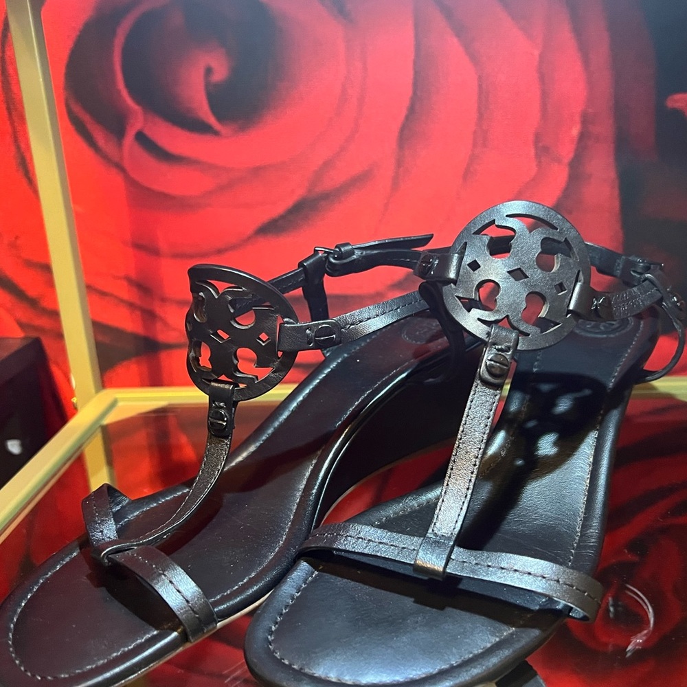 Tory Burch Miller Wedge Sandal Size 9 Black